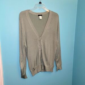 J. Crew Sage Green Button Down Silk Sweater sz. Medium